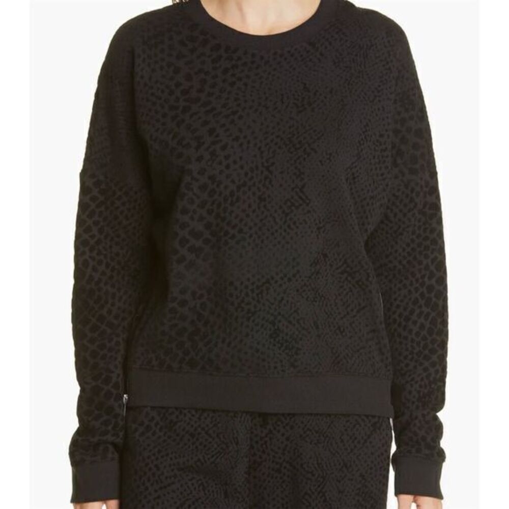 Rails Women's Black Animal‎ Print Sweatshirt XS Marlo Flocked Cobra Pattern